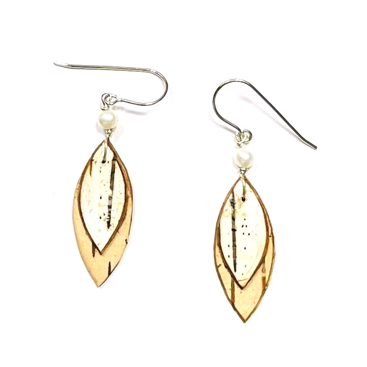 Tessoro Birch Leaf and Pearl Earrings