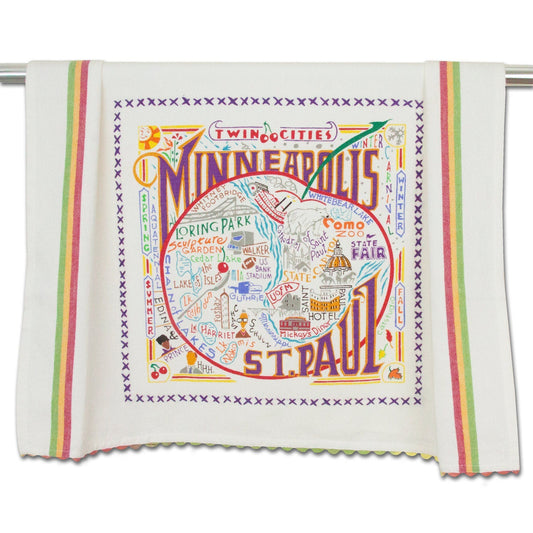 Minneapolis and St. Paul Geography Dish Towel