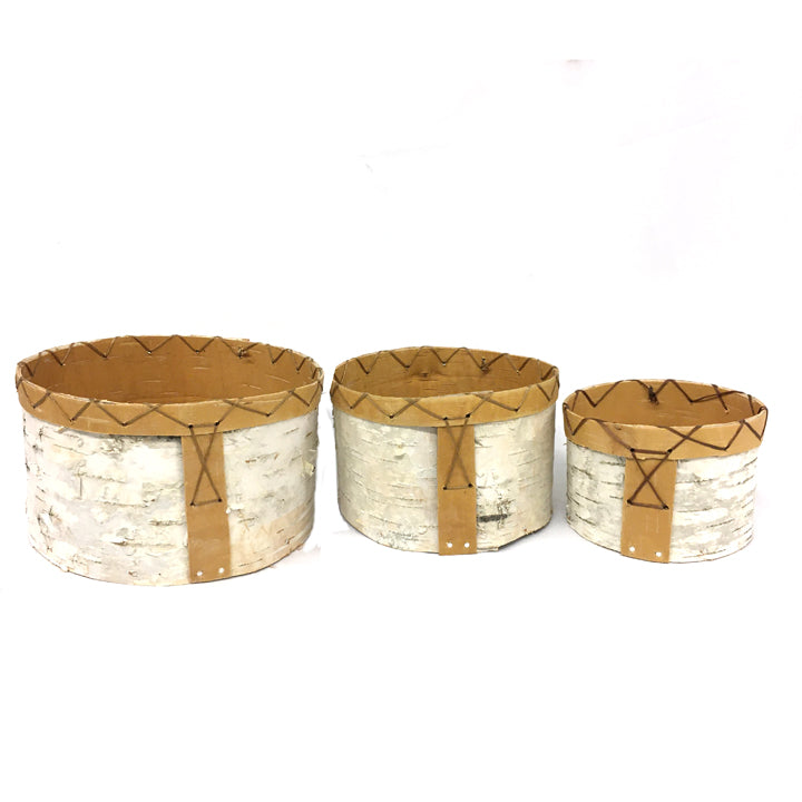 Birch Bark Round Nesting Baskets