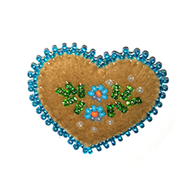 Beaded Moosehide Heart Pin