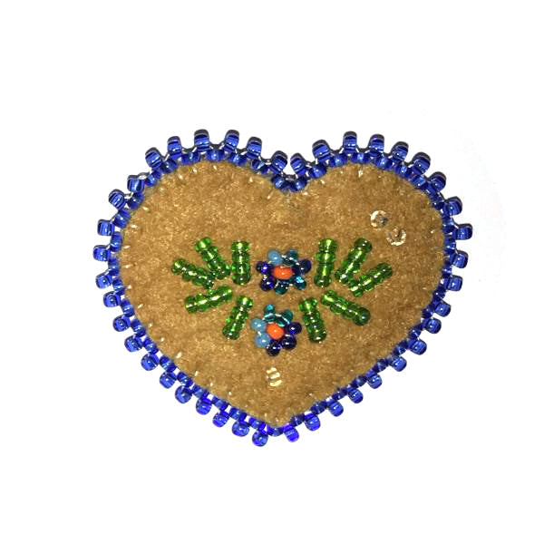 Beaded Moosehide Heart Pin