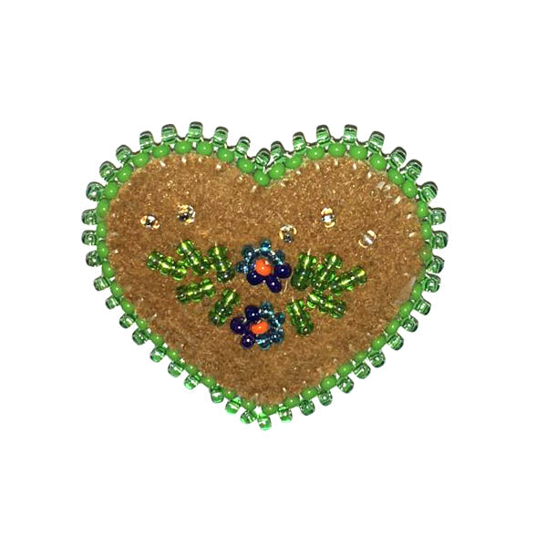 Beaded Moosehide Heart Pin
