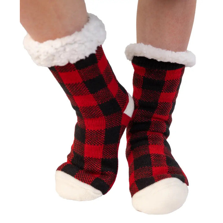 Red Plaid Plush Socks